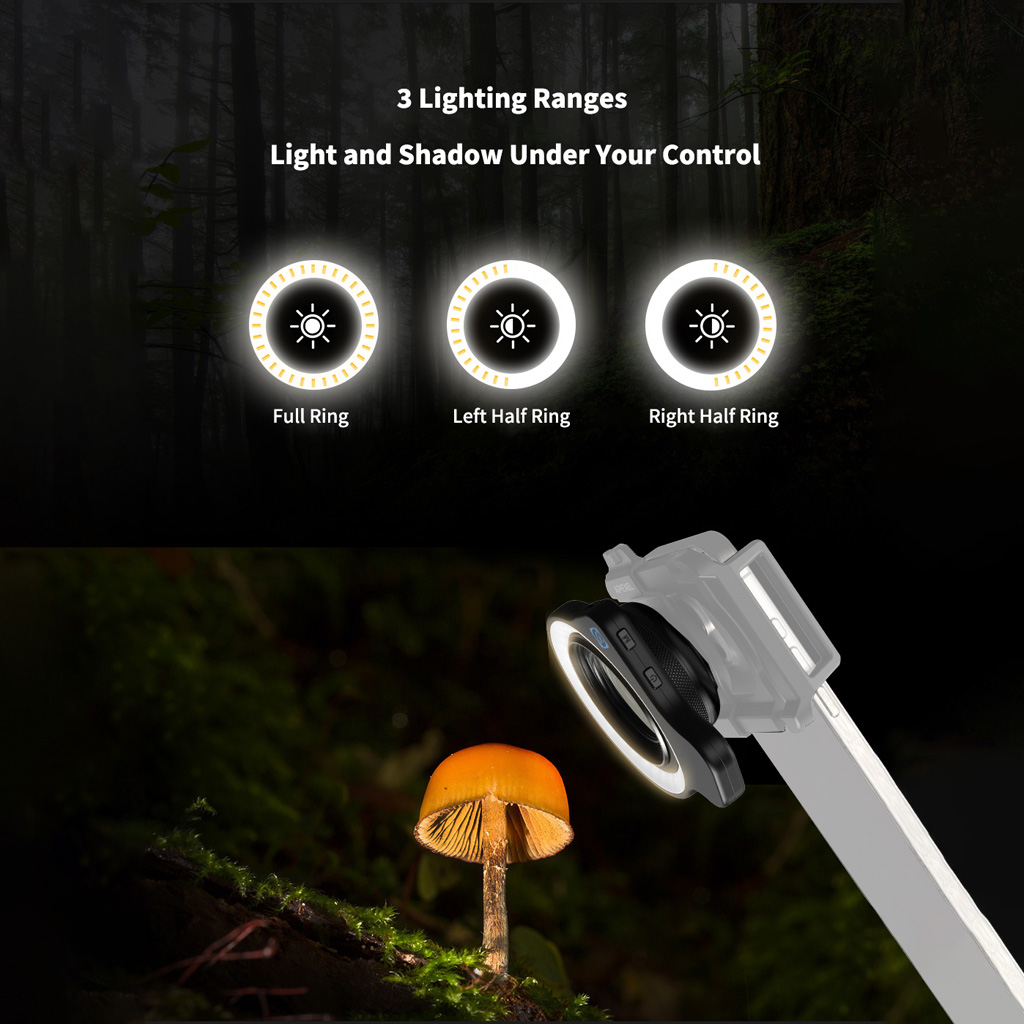 Lens Adapter Ring - LensLight Makro-Ring-LED-Fülllicht, wiederaufladbare Makro-Fotolampe mit 37–52-mm-Gewindeadapter