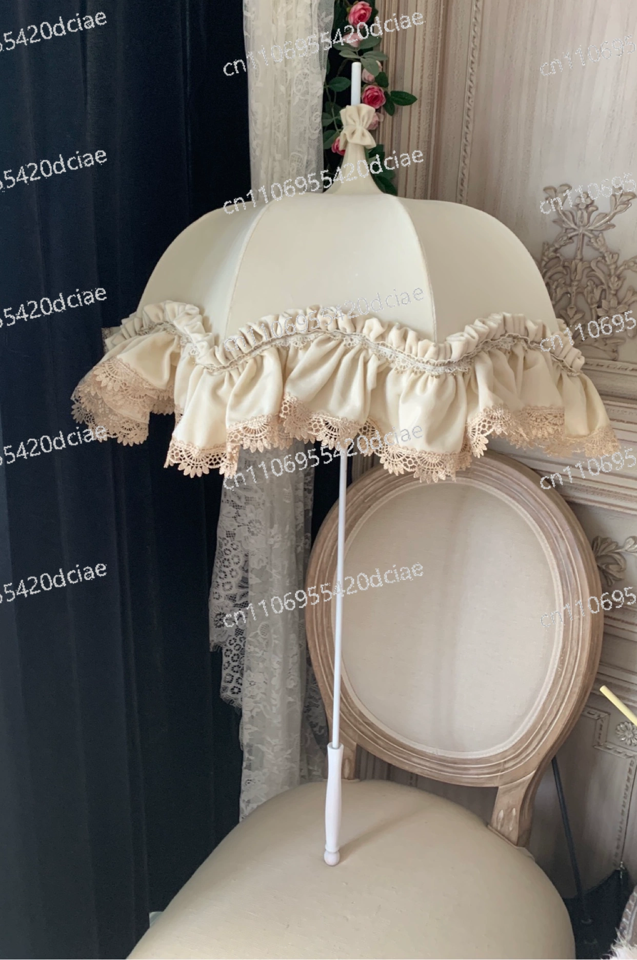 Photography Umbrella - Handgefertigter Vintage-Lolita-Regenschirm Antiker Imitations-Spitzenblumen-Regenschirm für Hochzeitsfotografie
